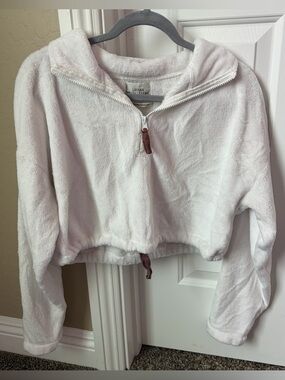 Urban Outfitters White Plush Half-Zip Hoodie
